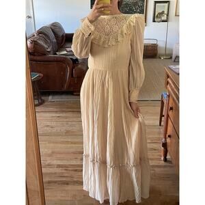 Vintage Victorian Boho Long Sleeve Dress Size Small
